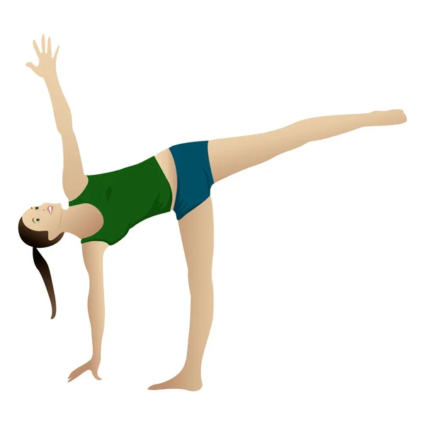 Junge Frau praktiziert Yoga Halbmond-Haltung — Stockfoto
