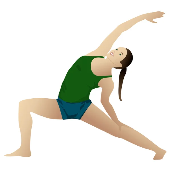 Mladá žena cvičí jógu reverzní bojovník 2 — Stock fotografie