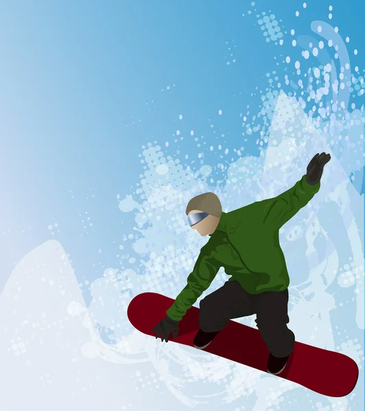 Snowboarder no ar em fundo abstrato — Fotografia de Stock