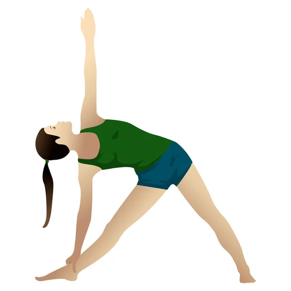 Junge Frau praktiziert Yoga, Dreieck-Pose — Stockfoto