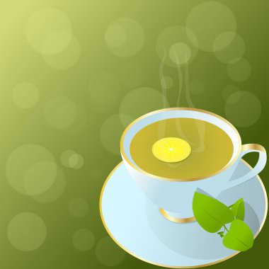 Hot cup of green tea clipart