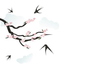 Happy swallows. clipart