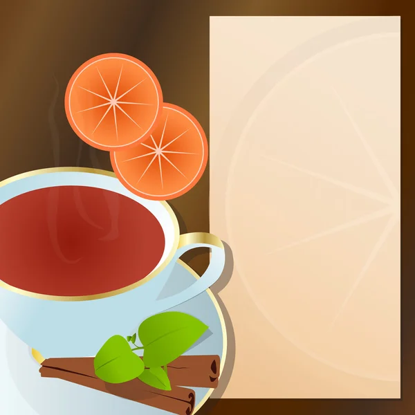 Taza de té con sabor a canela . — Vector de stock
