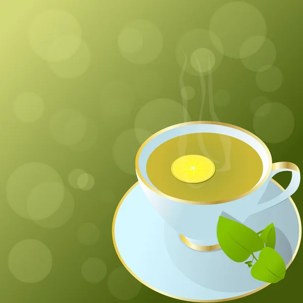 Taza caliente de té verde — Vector de stock