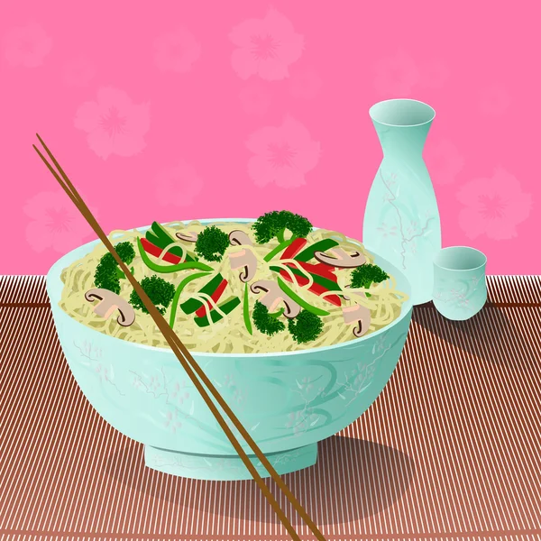 A bowl of delicious noodles — Stock Vector