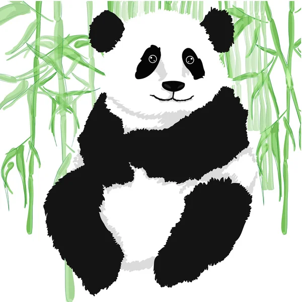 Panda with bamboo plants — Stock Vector