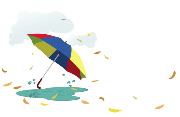 Зонтик с осенними листьями — стоковый вектор