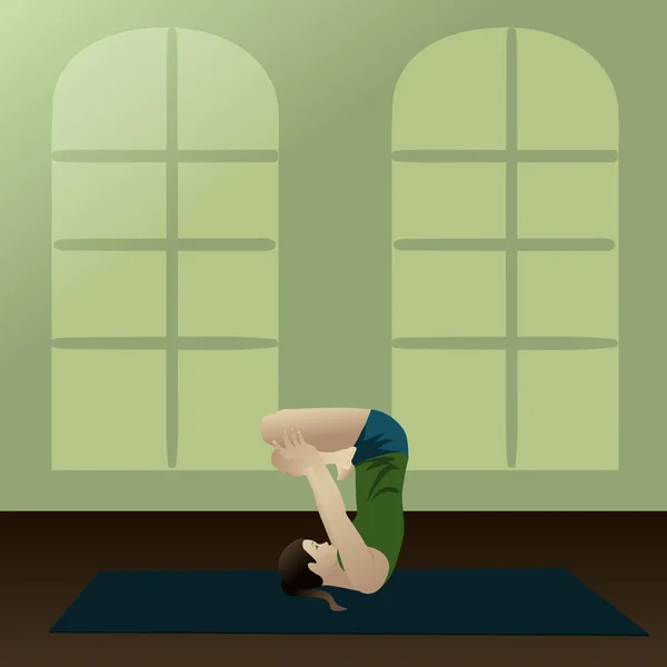 Mujer joven practicando yoga — Vector de stock
