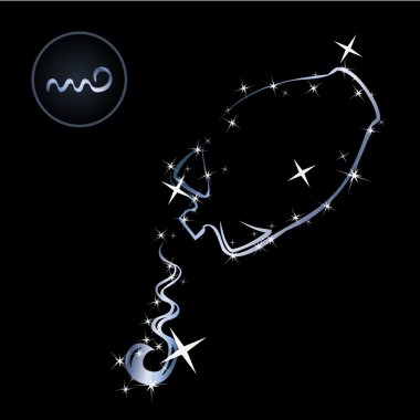 Aquarius/Lovely zodiac sign formed by stars clipart