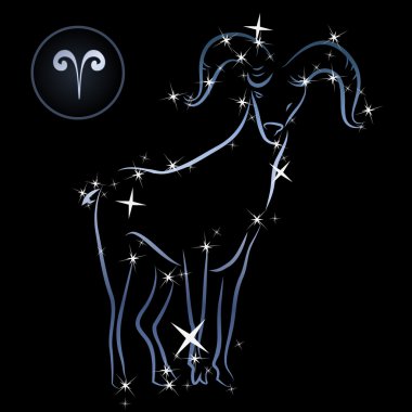 Aries/Lovely zodiac sign formed by stars clipart