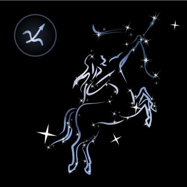 Sagittarius/Lovely zodiac sign formed by stars clipart