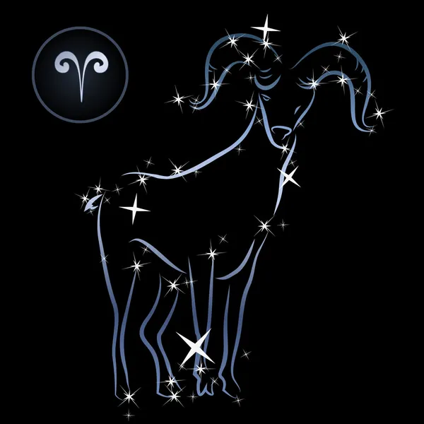 Áries / Adorável signo do zodíaco formado por estrelas —  Vetores de Stock
