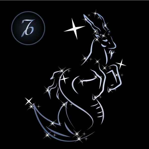 Capricorne / Charmant signe du zodiaque formé par les étoiles — Image vectorielle