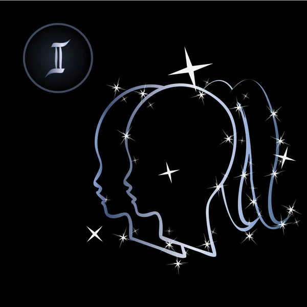 Gémeaux / Charmant signe du zodiaque formé par les étoiles — Image vectorielle