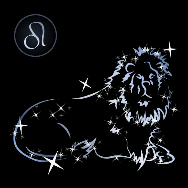 Leo / Adorável signo do zodíaco formado por estrelas —  Vetores de Stock