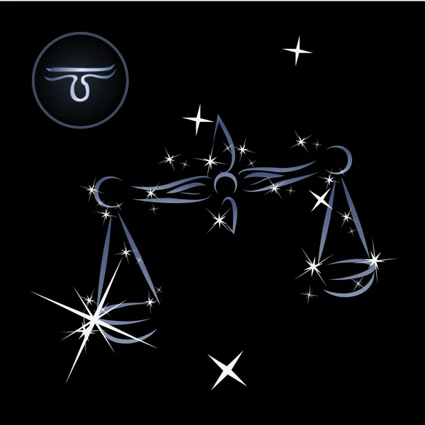 Bilancia / Grazioso segno zodiacale formato da stelle — Vettoriale Stock
