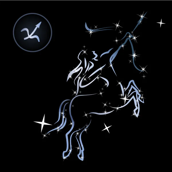 Sagittario / Grazioso segno zodiacale formato da stelle — Vettoriale Stock