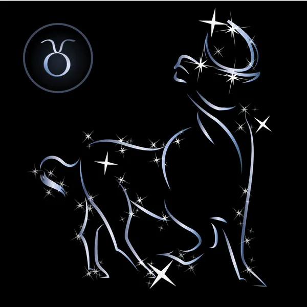 Stier / liebliches Tierkreiszeichen, das von Sternen gebildet wird — Stockvektor