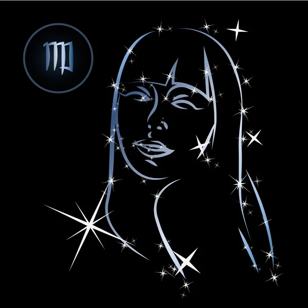 Vierge / Charmant signe du zodiaque formé par les étoiles — Image vectorielle