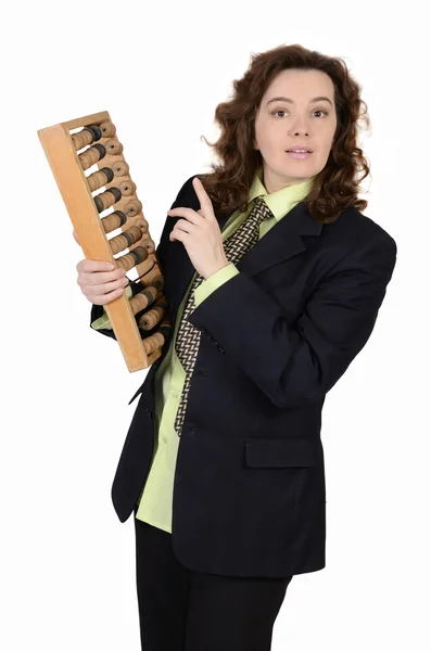 stock image The woman with calculation device in hands