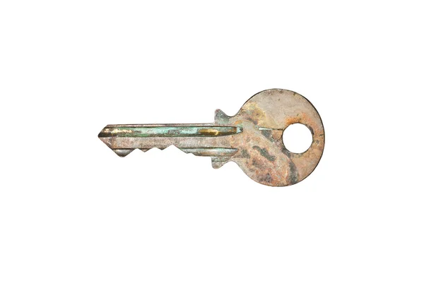 Old key in isolated white background — Stock Photo, Image