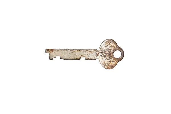 Eski anahtar yalıtılmış beyaz arka planda — Stok fotoğraf