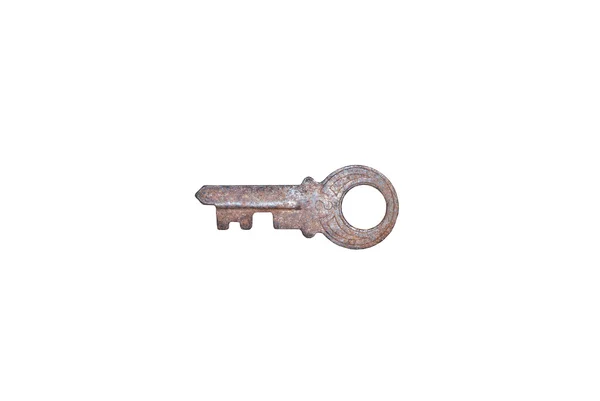Старый ключ на изолированном белом фоне — стоковое фото