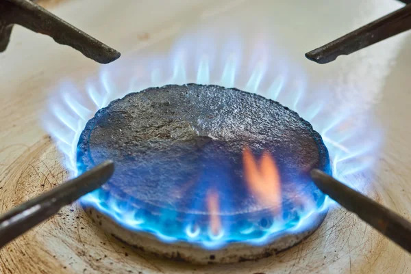 stock image Blue flames from burner