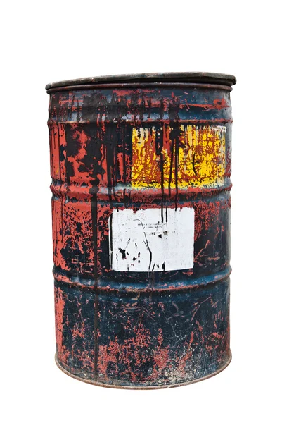 孤立した白バック グラウンドでの古いさびたドラム缶 — ストック写真