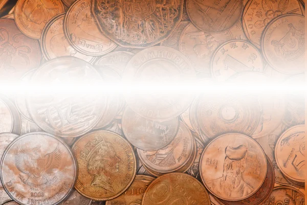 Mynt valuta från flera länder backgound — Stockfoto