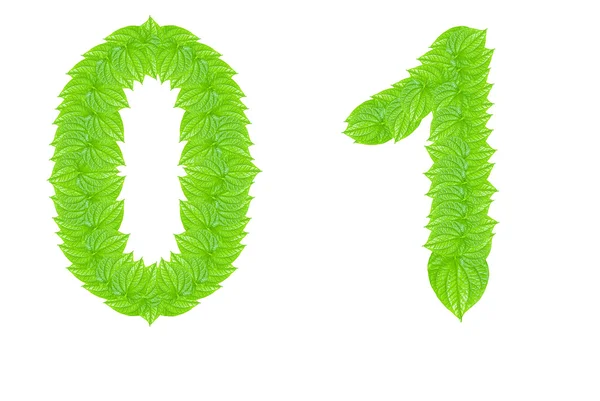 Number sign made from green leafs — Stock Photo, Image