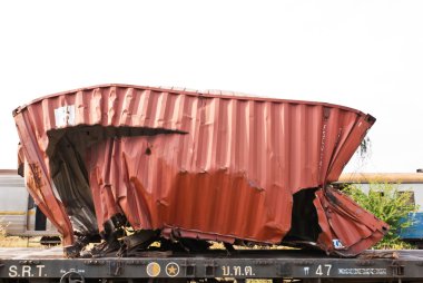 A wrackage of steel container taken from train yard clipart