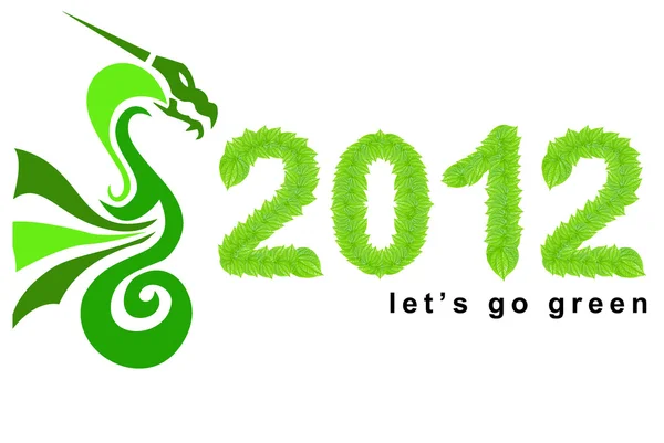 stock image 2012 - year of the dragon, let's go green in 2012 concept