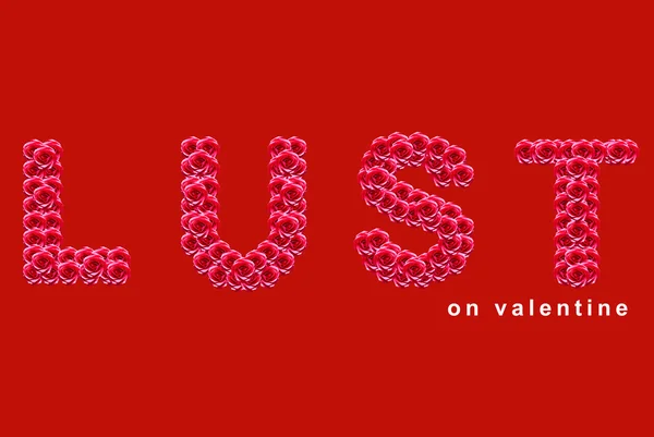 Valentine lust card made from roses — Stock Photo, Image