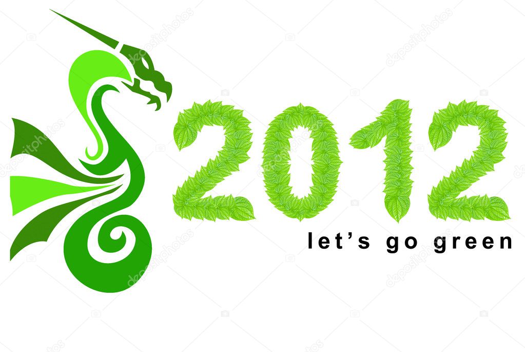 2012 - year of the dragon, let's go green in 2012 concept