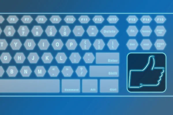 Virtual futuristic keyboard with LIKE button — Stock Photo, Image