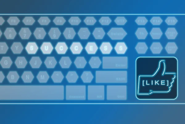 Virtual futuristic keyboard with LIKE button — Stock Photo, Image