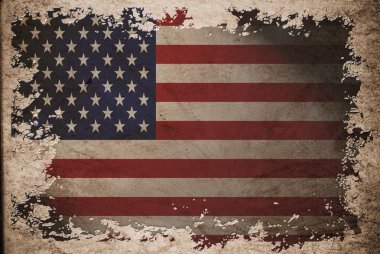 US flag on old vintage paper clipart