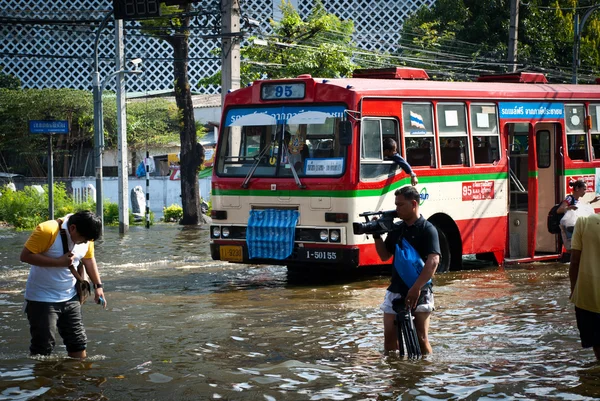 Худшее наводнение 2011 года в Бангкоке — стоковое фото