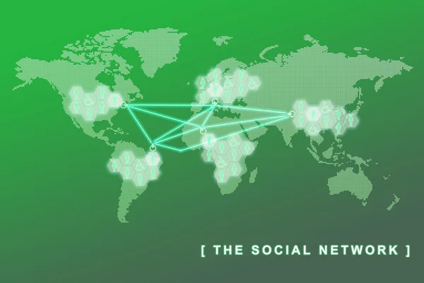 O conceito de negócio global de marketing de redes sociais — Fotografia de Stock