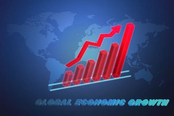 Globální ekonomika obchodní koncept s 3d graf růstu — Stock fotografie