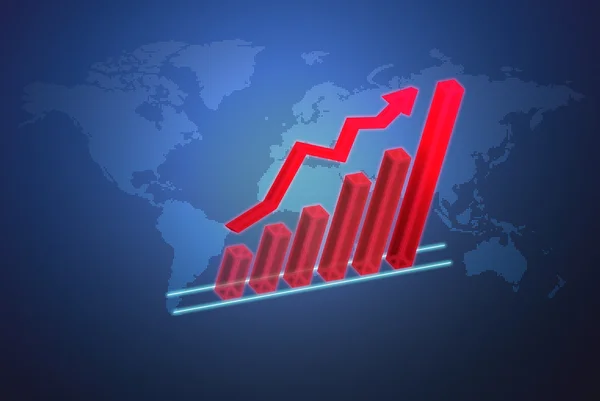 The global economy business concept with 3D growth chart — Stock Photo, Image