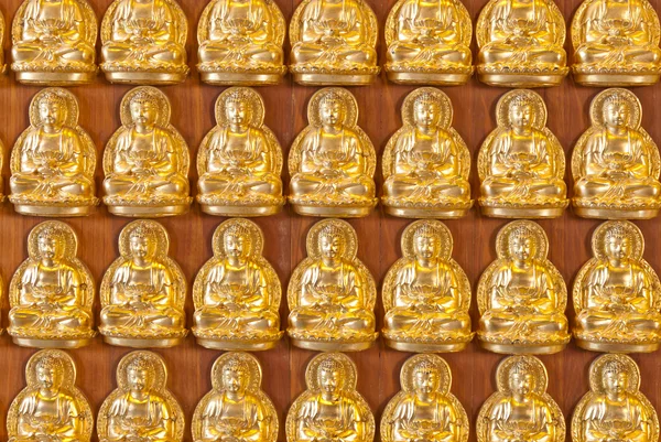 Hundratals gyllene budhha statyer bakgrund — Stockfoto