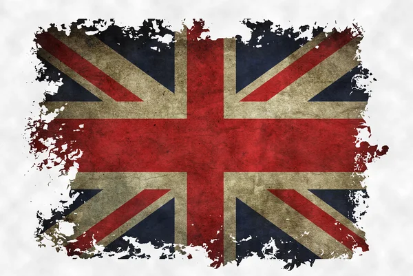 UK flag on old vintage paper in isolated white background — Stock Photo, Image