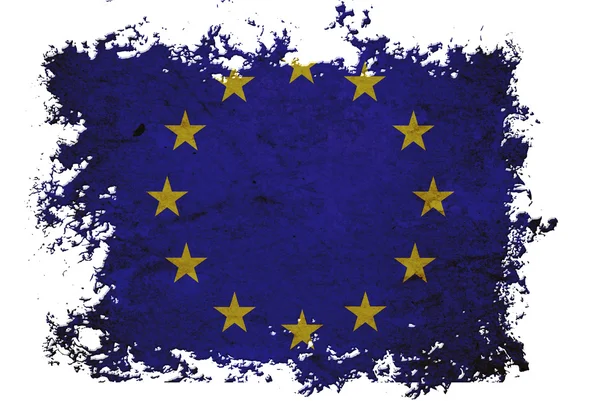 Флаг ЕС на старой винтажной бумаге на изолированном белом фоне — стоковое фото