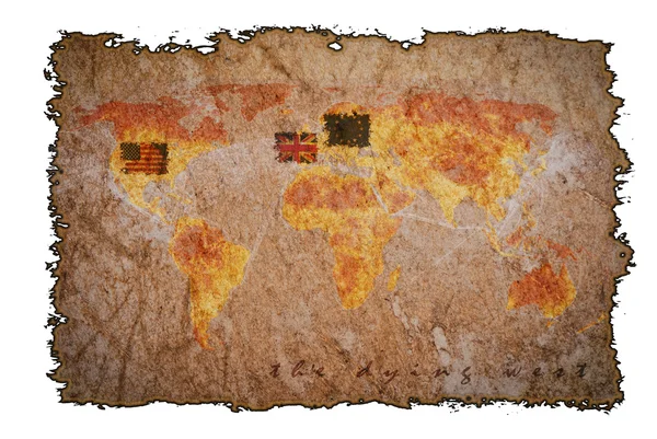 Alte alte Landkarte auf gebranntem Papier Hintergrund — Stockfoto