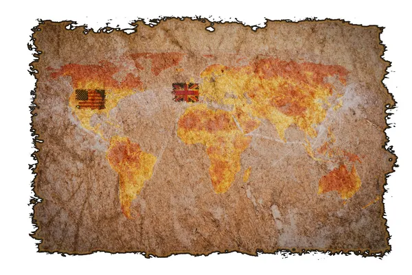 Alte alte Landkarte auf gebranntem Papier Hintergrund — Stockfoto