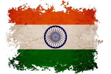 vintage gazetede eski izole beyaz arka plan üzerinde Hindistan bayrağı