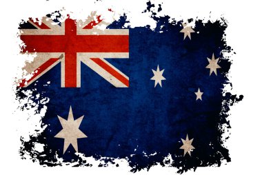 vintage gazetede eski izole beyaz arka plan üzerinde Avustralya bayrağı