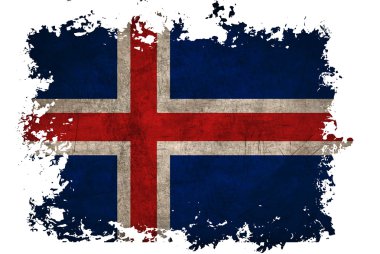vintage gazetede eski izole beyaz arka plan üzerinde İzlanda bayrağı